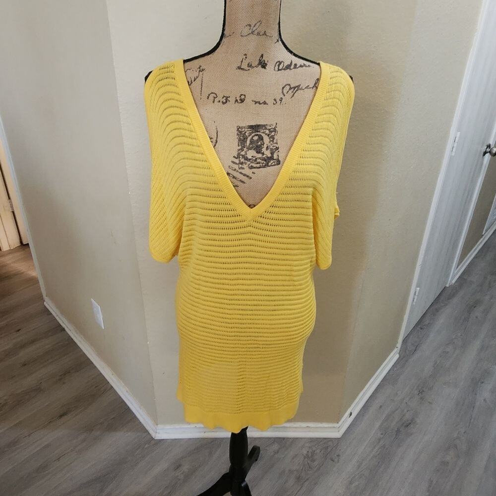 Torrid yellow coldshoulder open weave sweater plus size 2 2X